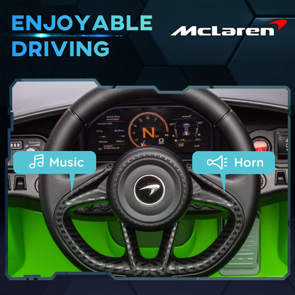 McLaren 765LT Licensed 12V Kids Electric Car w/ Scissor Doors, Training Wheels, Remote, Slow Start, Music Horn Green