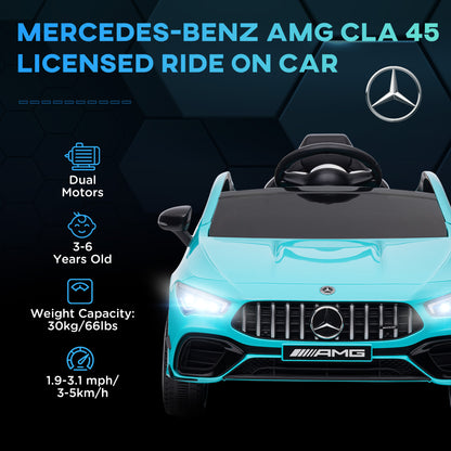 Mercedes-AMG Licensed 12V Ride on Car, Kids Electric Car with Remote Control, Spring Suspension, LED Lights, Light Blue