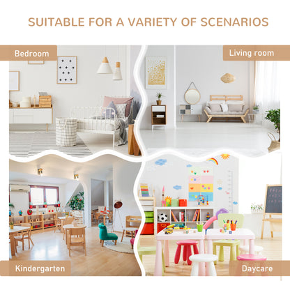 4-Piece Kids Wood Table Chair Bench Set: With Storage, Easy Clean, Natural/White Gift for Age 3+