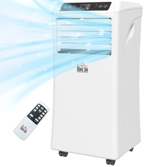 10,000BTU Mobile Portable Air Conditioner with Cooling, Dehumidifier, 2 Speed Fans, 24-Hour Timer for Bedroom, White