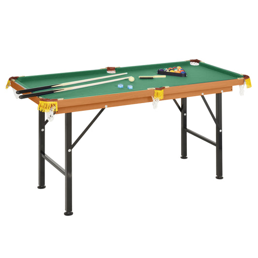 Compact 54.3"L Portable Billiard Table Foldable Design with Accessories for Home Pool Games Includes Cues Ball Kids Crystal