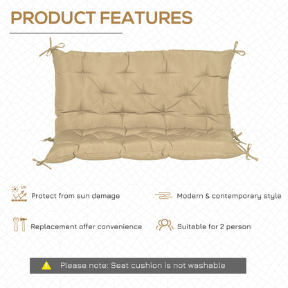 2-Seater Swing Chair Cushion Replacement with Backrest for Garden Bench Indoor Outdoor Use 39.4x38.6 Khaki