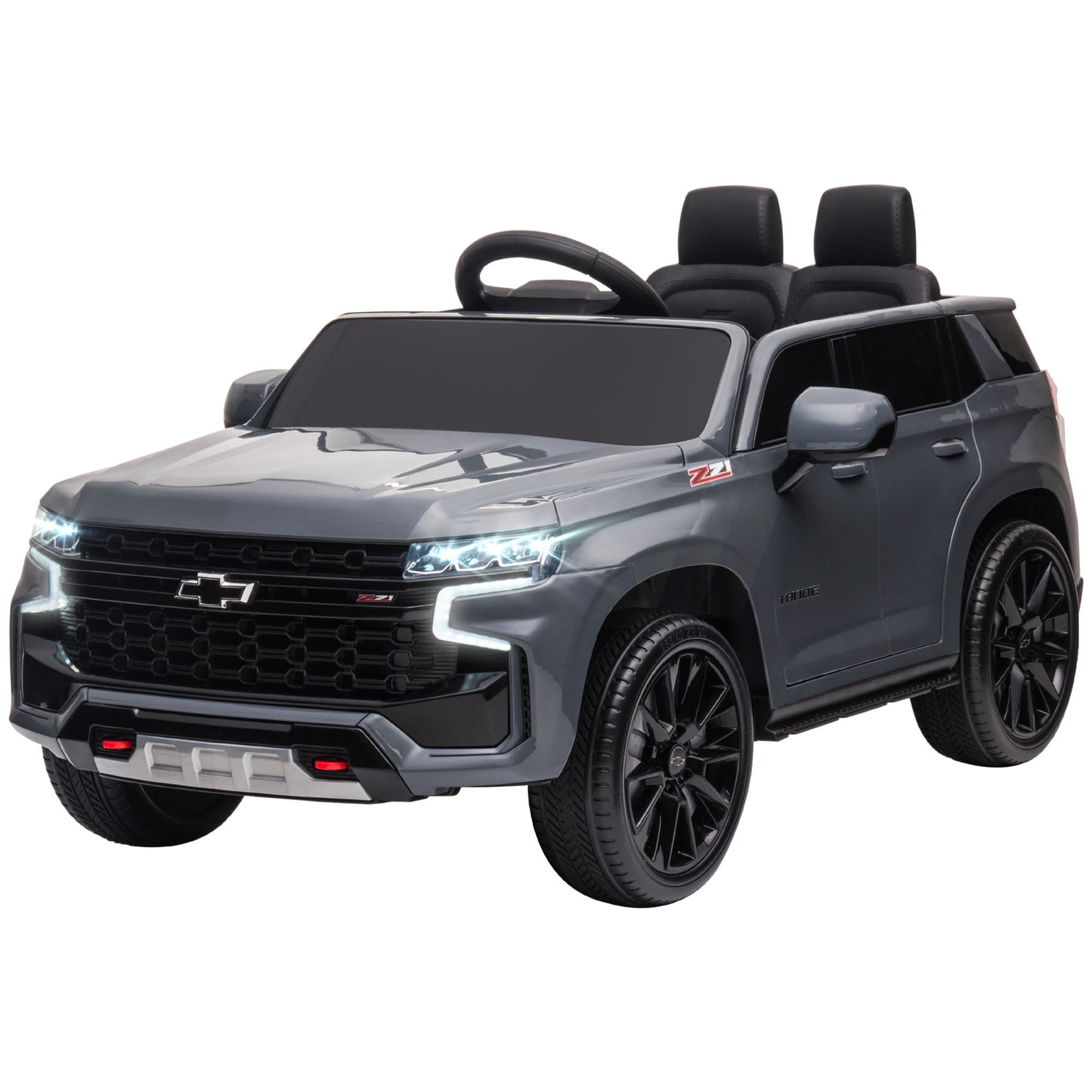 12V Chevrolet TAHOE Kids Ride On Car Remote Control MP3 Music Lights Electric Toy Truck 3-6 Years Grey Kids Crystal