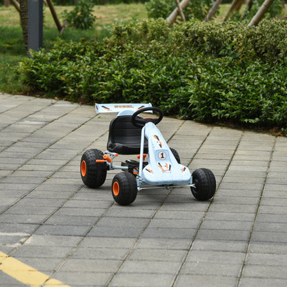 Pedal Powered Go Kart for Kids 4 Wheel Ride on Car Adjustable Seat Handbrake Cute Style