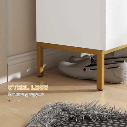 Narrow Shoe Storage Cabinet Adjustable Shelves Soft-Close Hinges for 15-20 Pairs White