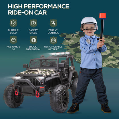12V Kids Police Ride-On: 2-Seater SUV, Remote Control, Bluetooth, Camouflage