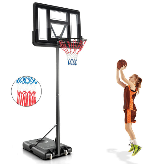 4.25-10 Feet Basketball Hoop System with Adjustment Holes and 2 Nets Kids Crystal