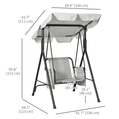1-Seat Patio Swing Outdoor Porch Glider Adjustable Canopy Removable Cushions Garden Poolside