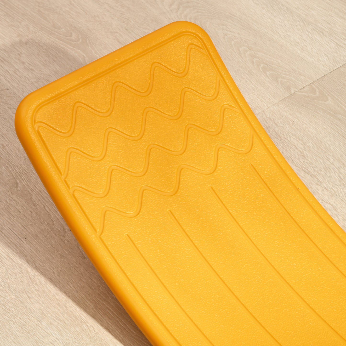 32.3" Balance Board Wobble Board Kids Curvy Rocker Board Ended Preschool Learning Montessori Waldorf Toy Yellow Kids Crystal