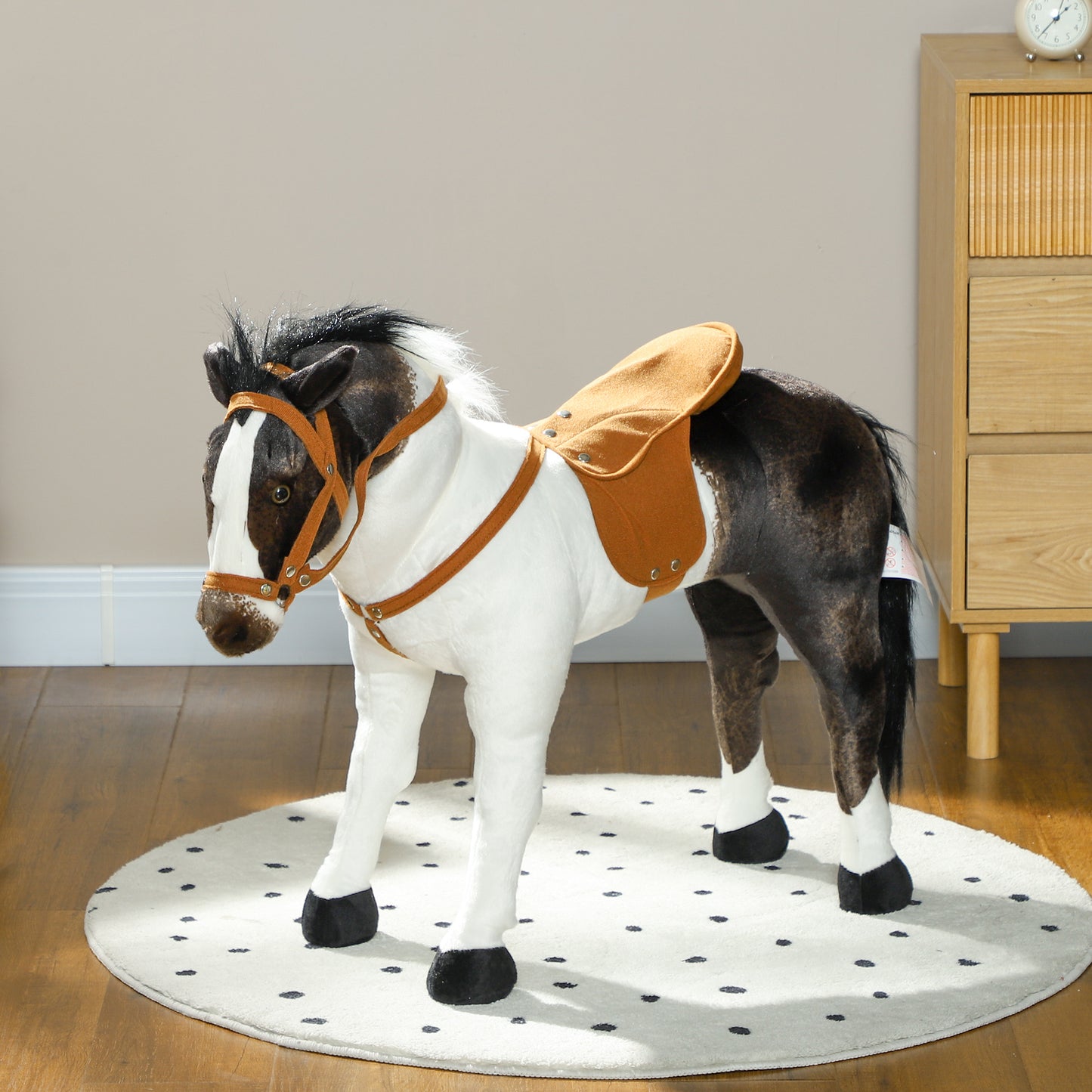 Standing Ride on Horse, Plush Pony Toy for Kids with Neighing Sound, Soft Padding, for Aged 3-8, Brown Kids Crystal