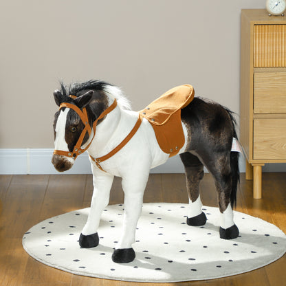 Standing Ride on Horse, Plush Pony Toy for Kids with Neighing Sound, Soft Padding, for Aged 3-8, Brown