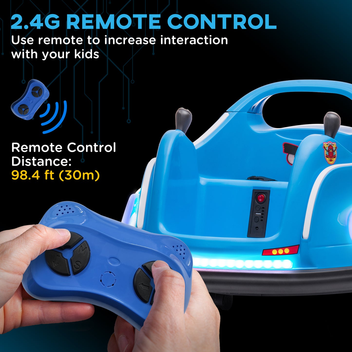 Angry Bird Licensed Electric Ride on Car, 12V Bumper Car for Kids w/ Dual Joysticks, 360 Degree Spin, Blue Kids Crystal