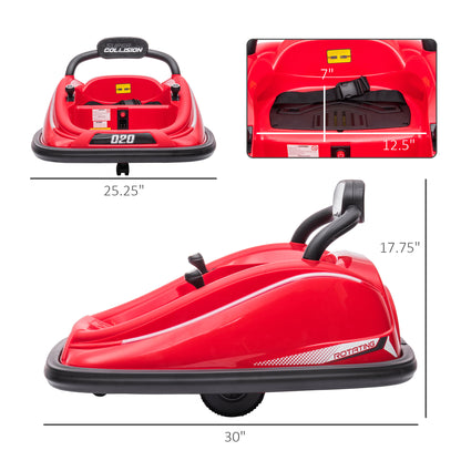 12V Kids Bumper Car: 360° Rotation, Twin Motor, Remote Control, Red