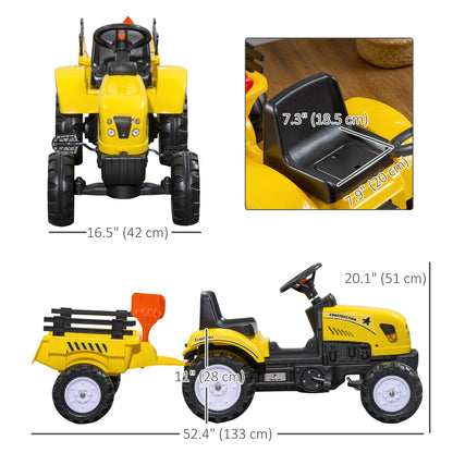 Ride on Excavator with Back Trailer, Shovel & Rake for 3 Year Old