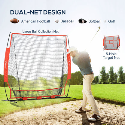 6' x 6' Baseball Net for Hitting Pitching Practice with Carry Bag, Red
