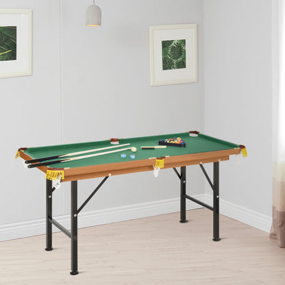 Compact 54.3"L Portable Billiard Table Foldable Design with Accessories for Home Pool Games Includes Cues Ball