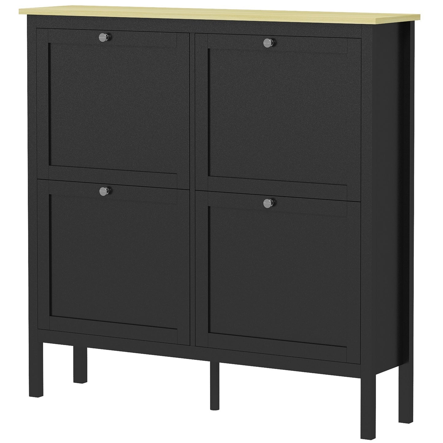 Entryway Shoe Storage Cabinet with 4 Flip Drawers, Adjustable Shelves, Narrow Shoe Cabinet for 20 Pairs of Shoes, Black Kids Crystal