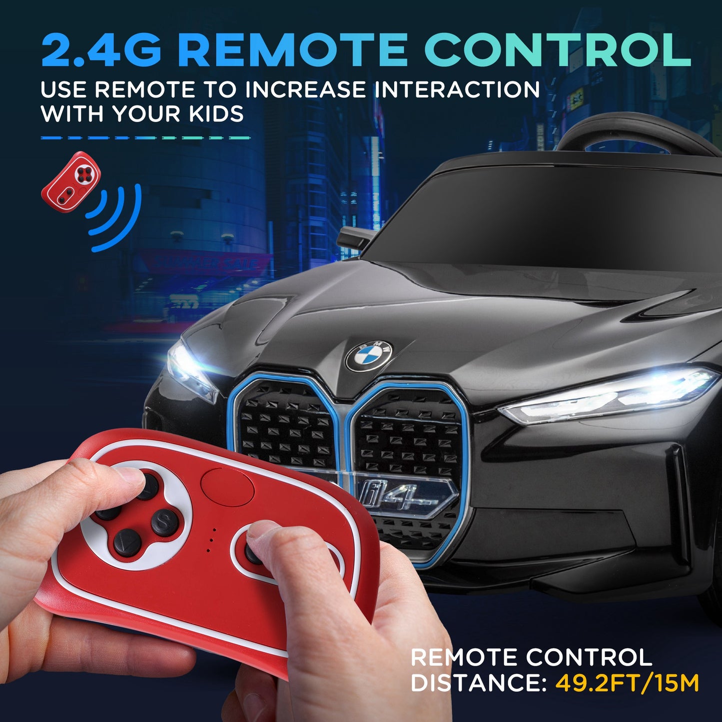 12V Kids Ride-On Car: Remote Control, 3.1MPH, Portable Battery, Black Kids Crystal