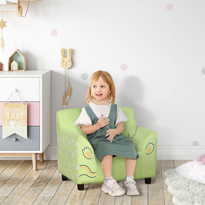 Children's Sofa: Cozy Velvet Toddler Armchair, Eco-friendly Eucalyptus Wood - Green