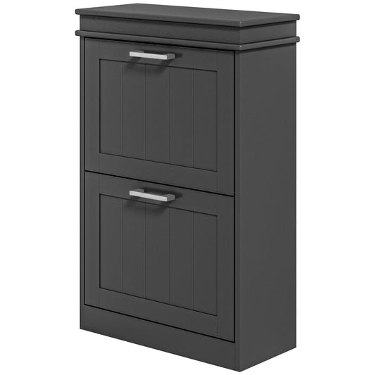 Compact Shoe Haven: 2 Flip Drawer Cabinet with Adjustable Shelves for 10 Pairs of Shoes, Black Finish Kids Crystal
