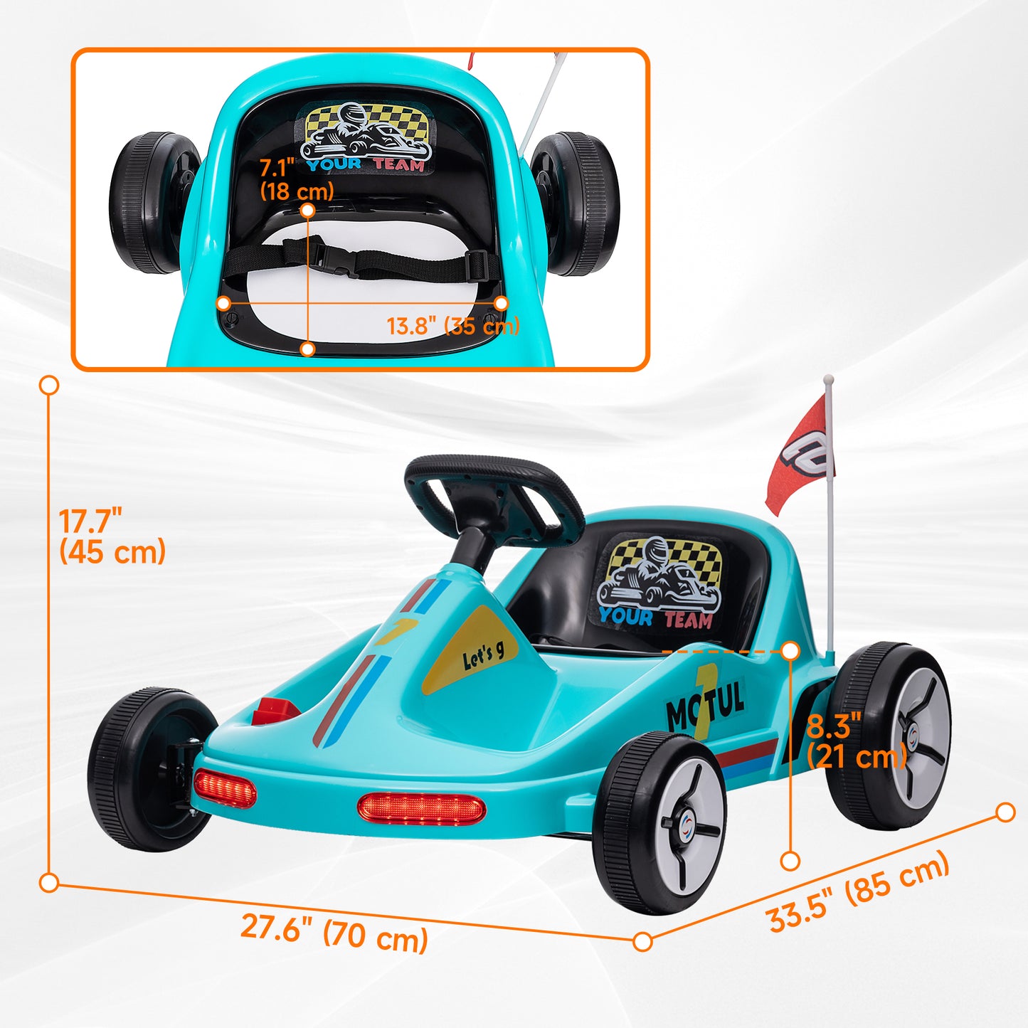 6V Electric Go Kart for Aged 3-5 Kids with Music, Light, Horn, Blue Kids Crystal