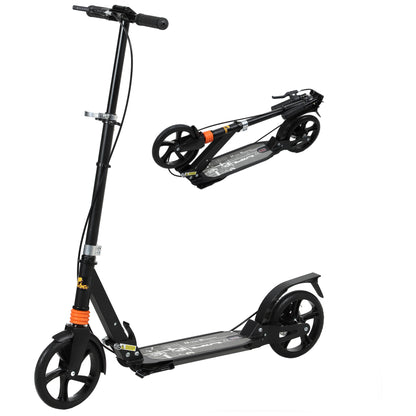 Foldable Kids Scooter with 4 Adjustable Height, Double Brake, Shock Absorption for Ages 6-12, Black