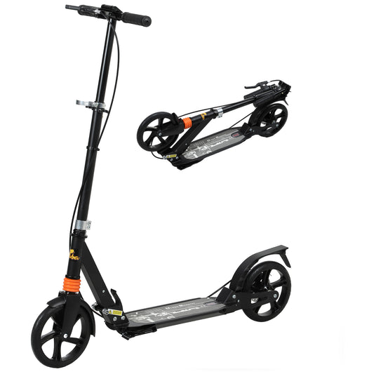 Foldable Kids Scooter with 4 Adjustable Height, Double Brake, Shock Absorption for Ages 6-12, Black