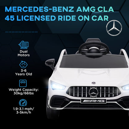 Mercedes-AMG Licensed 12V Ride on Car, Kids Electric Car with Remote Control, Spring Suspension, LED Lights, White