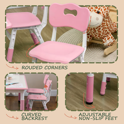 Kids Table & 4 Chair Set: Adjustable Height, Durable, Easy Clean for Toddlers in Pink