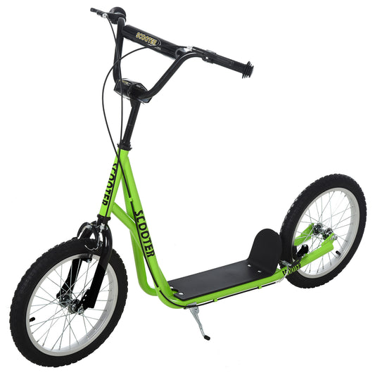 Kids Kick Scooter for 5+ Year Old, Kids Ride on Toy w/ 16'' Inflatable Wheel Dual Brakes, Green