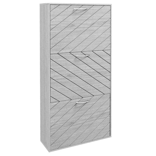 Narrow Shoe Storage Cabinet: 3 Flip Drawers, Slim Design, 12 Pair Organizer for Hallway, Entryway Kids Crystal