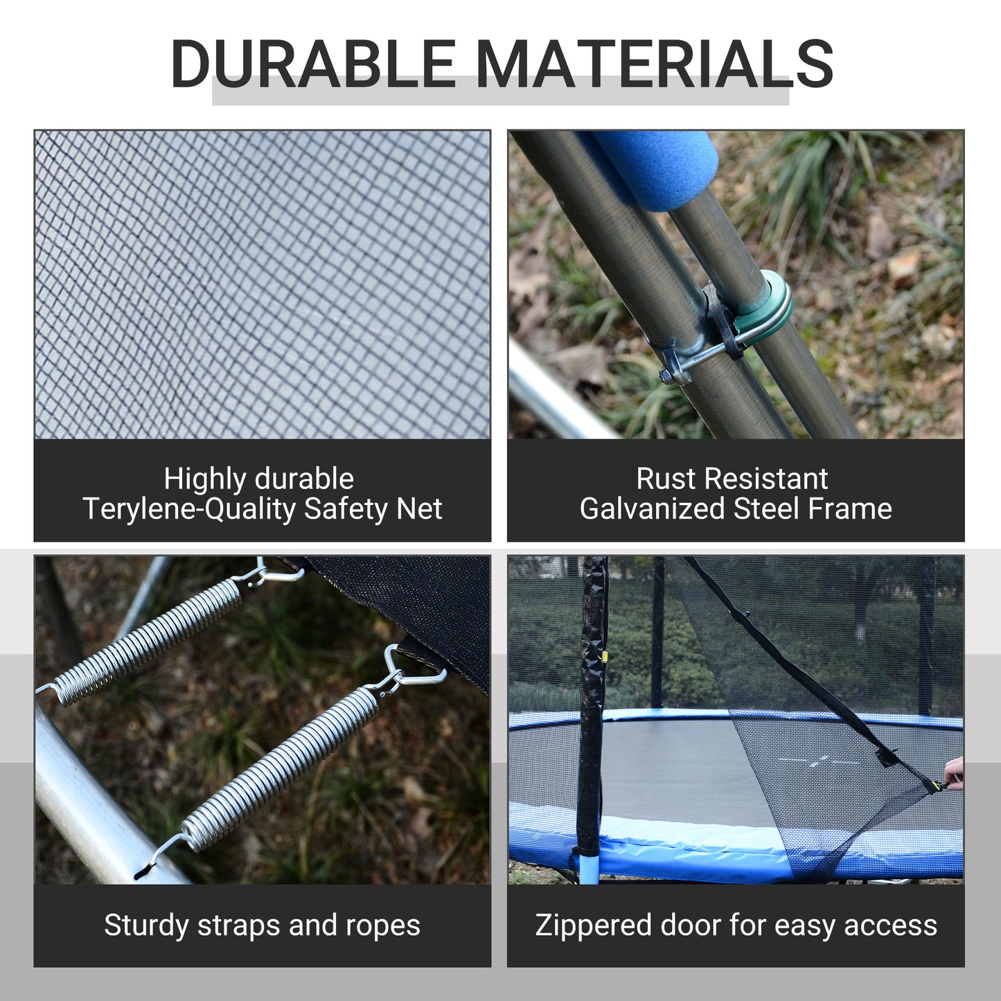12FT Trampoline Net Enclosure Trampolining Bounce Safety Round Frence Replacement Kids Crystal