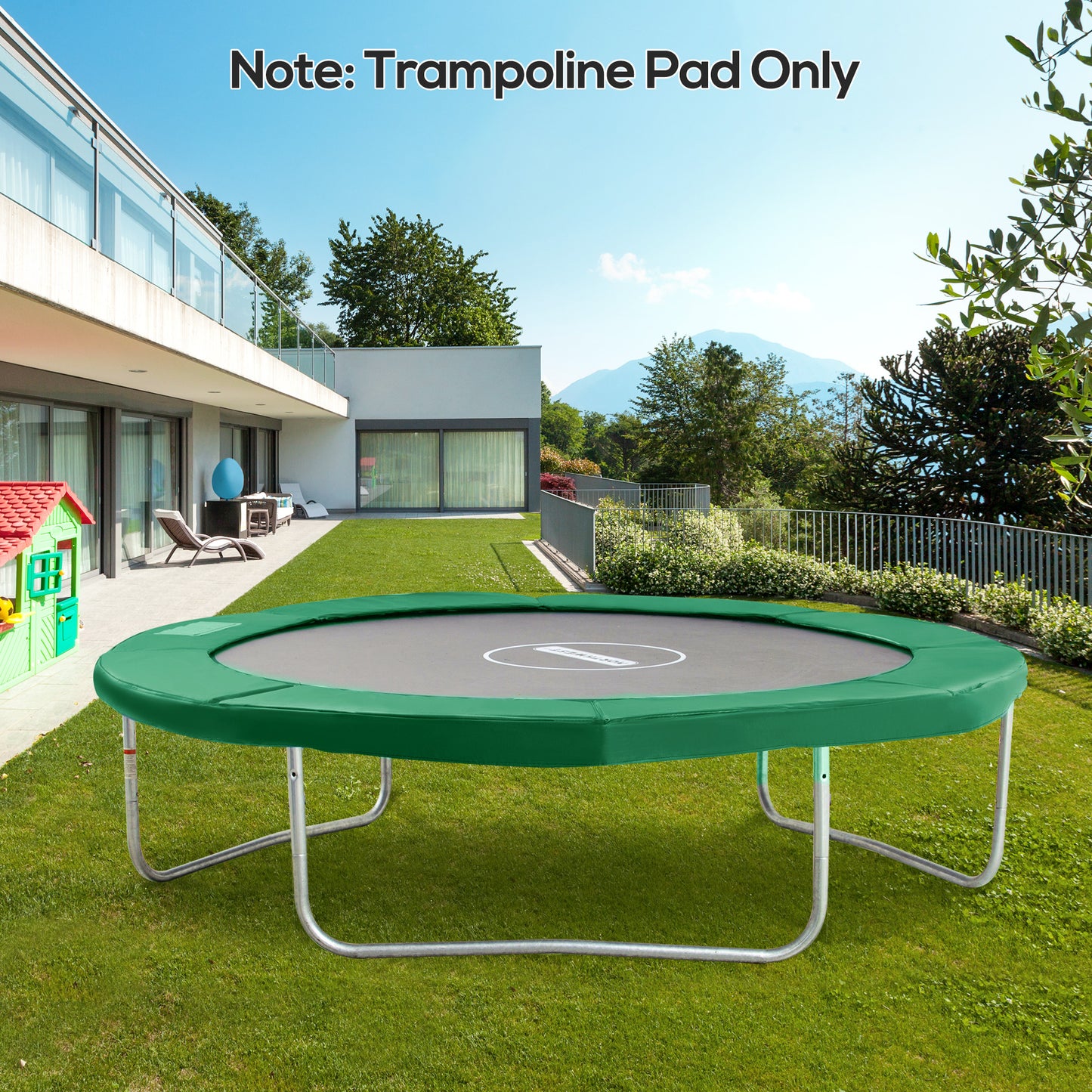 Φ10ft Trampoline Safety Pad Replacement Waterproof Spring Cover Green Kids Crystal