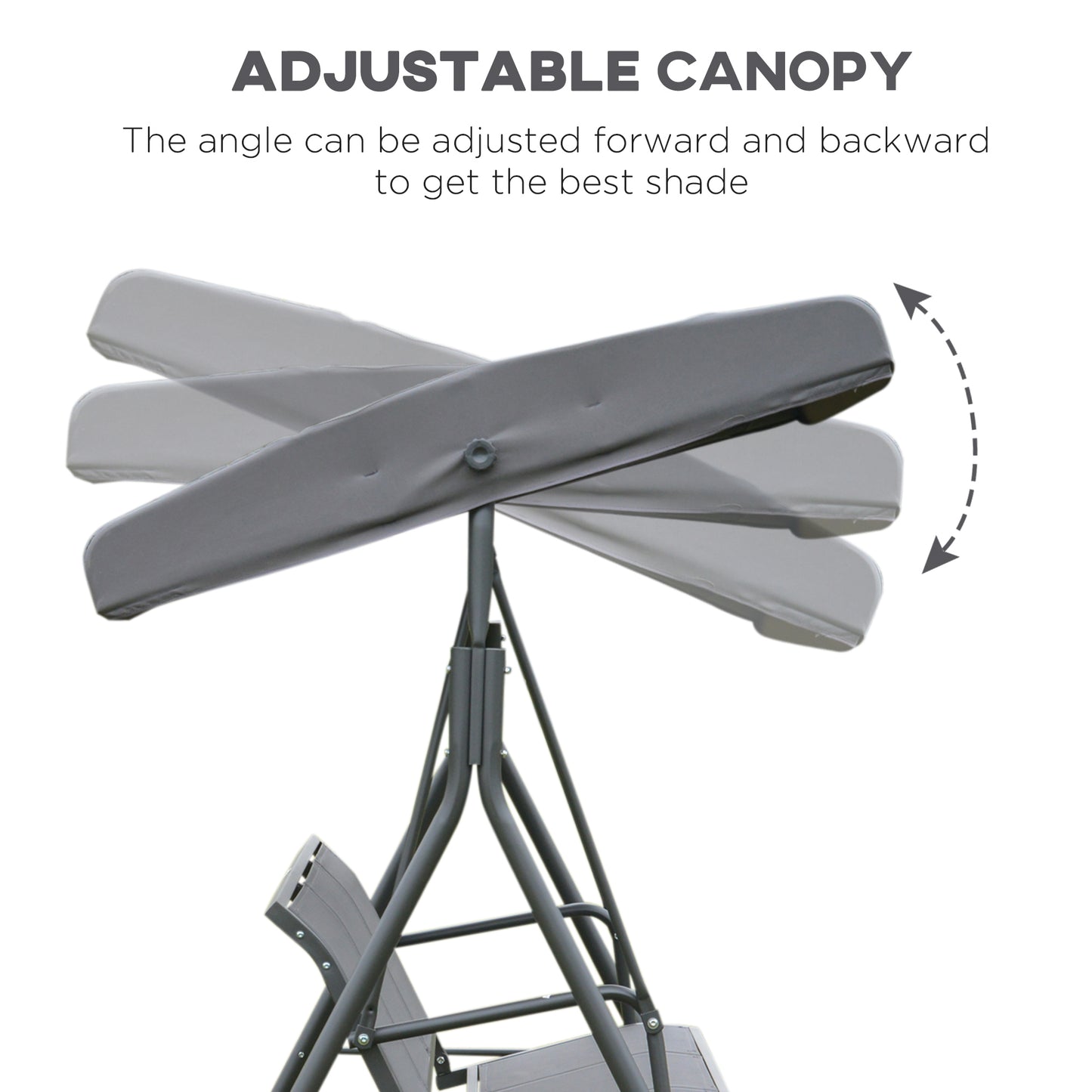 3-Seater Porch Swing Chair Garden Hammock A-Frame Outdoor Sling Seat with Adjustable Canopy Cover Kids Crystal