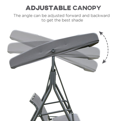 3-Seater Porch Swing Chair Garden Hammock A-Frame Outdoor Sling Seat with Adjustable Canopy Cover