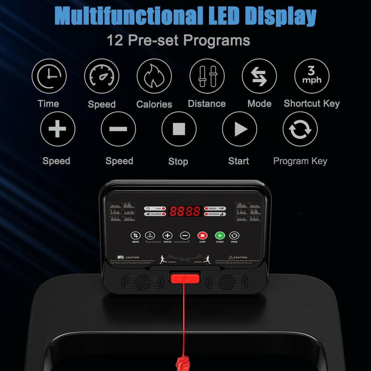 2.25 HP Electric Treadmill Running Machine with App Control Kids Crystal