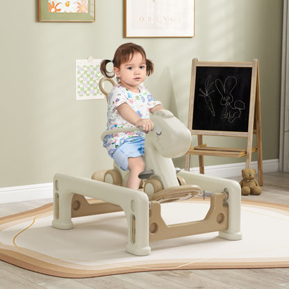 5 in 1 Rocking Horse for Toddlers 1-6 Years with Balance Board, Push Handle, 4 Smooth Wheels