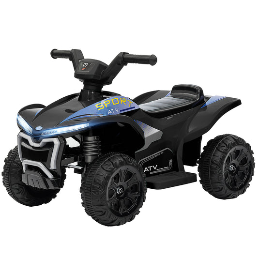 Kids ATV, 6V Battery Powered Electric Vehicle with Headlights, Forward/Reverse Switch for 18-36 Months, Black Kids Crystal