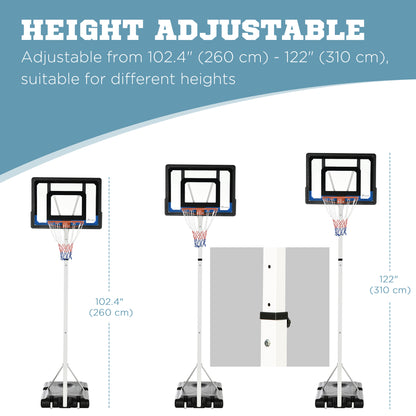 Adjustable Basketball Hoop Stand Sturdy Backboard Weighted Base Portable on Wheels