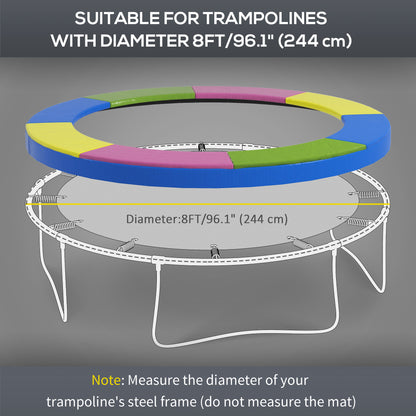 8FT Trampoline Spring Cover, Trampoline Pad Replacement, Waterproof and Tear-Resistant Multi-Colored