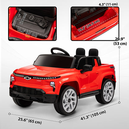 12V CHEVROLET SILVERADO EV RST Licensed Kids Car w/ Remote, Spring Suspension, Soft Start, Training Wheels, Red