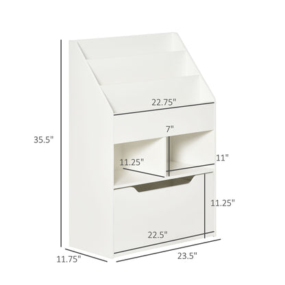 Kids Bookcase Multi Shelf Rack Organizer Storage Drawer Reading Nook Classroom Bedroom Playroom White