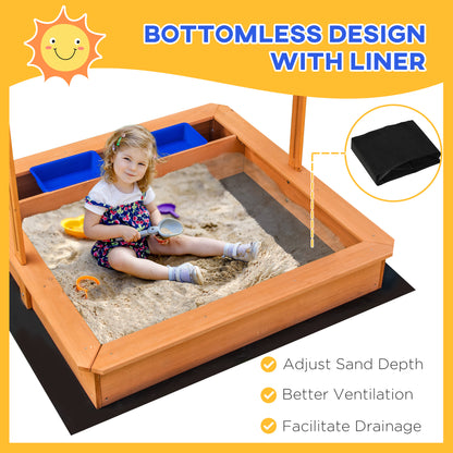 Children's Wooden Sandbox, Outdoor Sand Play Station for Boys &amp; Girls 3-7 Years Old
