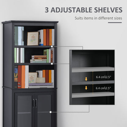 Bookcase Storage Cabinet: Multi Adjustable Shelves for Study Room Organization, Sleek Black