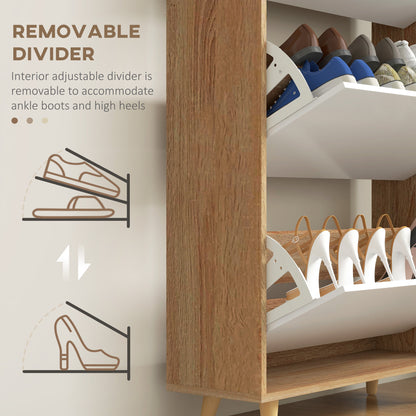 Slim Shoe Storage Cabinet with 3 Flip Drawers and Adjustable Shelves, Shoe Cabinet for 18-24 Pairs, White