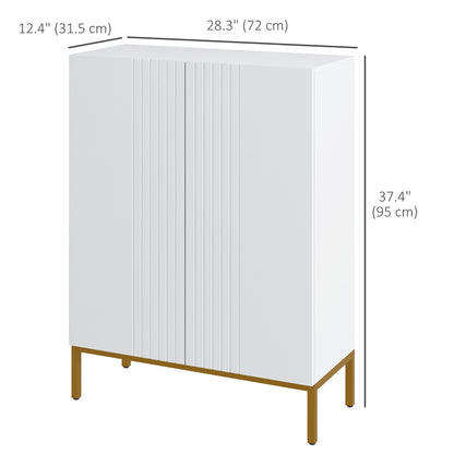 Narrow Shoe Storage Cabinet Adjustable Shelves Soft-Close Hinges for 15-20 Pairs White
