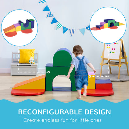7-Piece Soft Foam Play Set: Toddler Stairs, Ramp, Colorful Educational Activity Toys