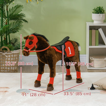 Kids Ride On Horse w/ Neighing Sound, Saddle, Stirrups, for 3-8 Years