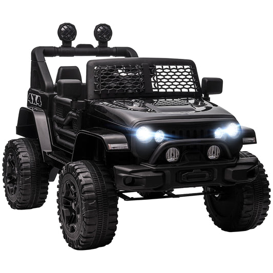 12V Battery Powered Kids Ride On Car Off Road Truck Toy w/ Parent Remote, Black Kids Crystal