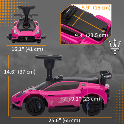 6V Maserati GT2 Licensed Electric Car for Kids, Ride on Car with Under Seat Storage, LED Headlights Music, Pink